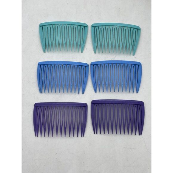 Goody Set Of 6 Vintage Plastic Hair Combs Blue Purple & Teal - Picture 1 of 7